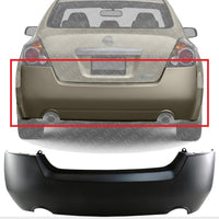 Rear Bumper Cover Primed Direct Replacement Compatible With 2007-2012 Nissan Altima NI1100248 85022JA040