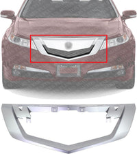 Front Grille Molding Satin Plastic Direct Replacement Compatible With 2009-2011 Acura TL AC1210114 75140TK4A01ZB