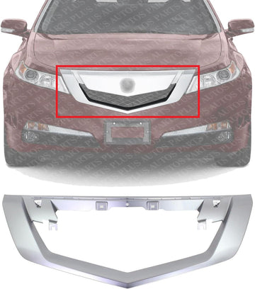 Front Grille Molding Satin Plastic Direct Replacement Compatible With 2009-2011 Acura TL AC1210114 75140TK4A01ZB