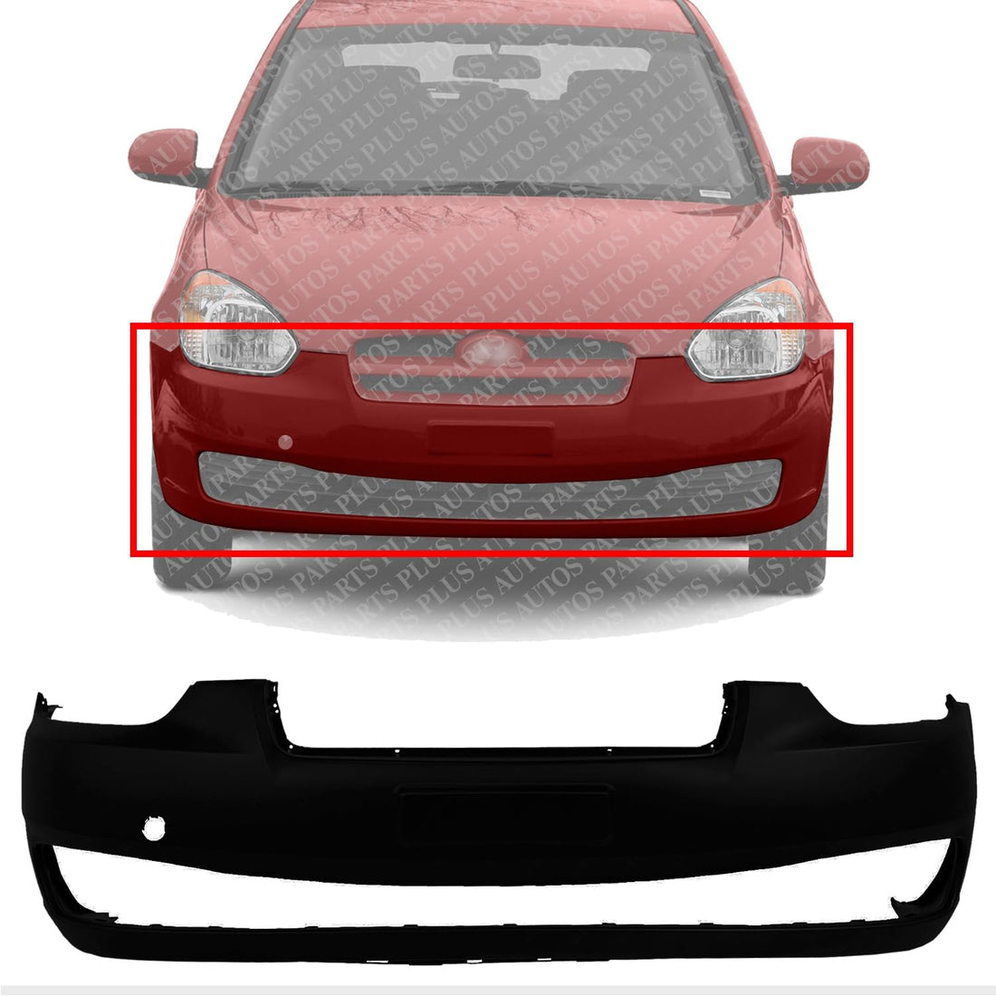Front Bumper Cover Primed Direct Replacement Compatible With 2006-2011 Hyundai Accent HY1000163 865111E010