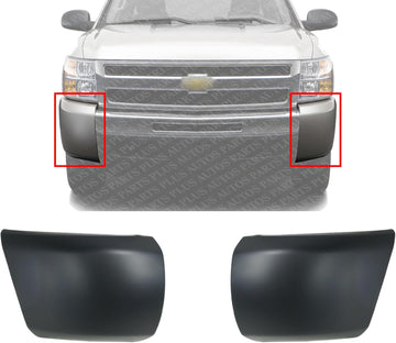 AUTOS PARTS PLUS Set Of 2 Front Bumper End Cap Primed Without Fog Light Hole Right & Left Side Direct Replacement Compatible With 2007-2013 Chevrolet Silverado 1500 GM1017103 GM1016103 15891691