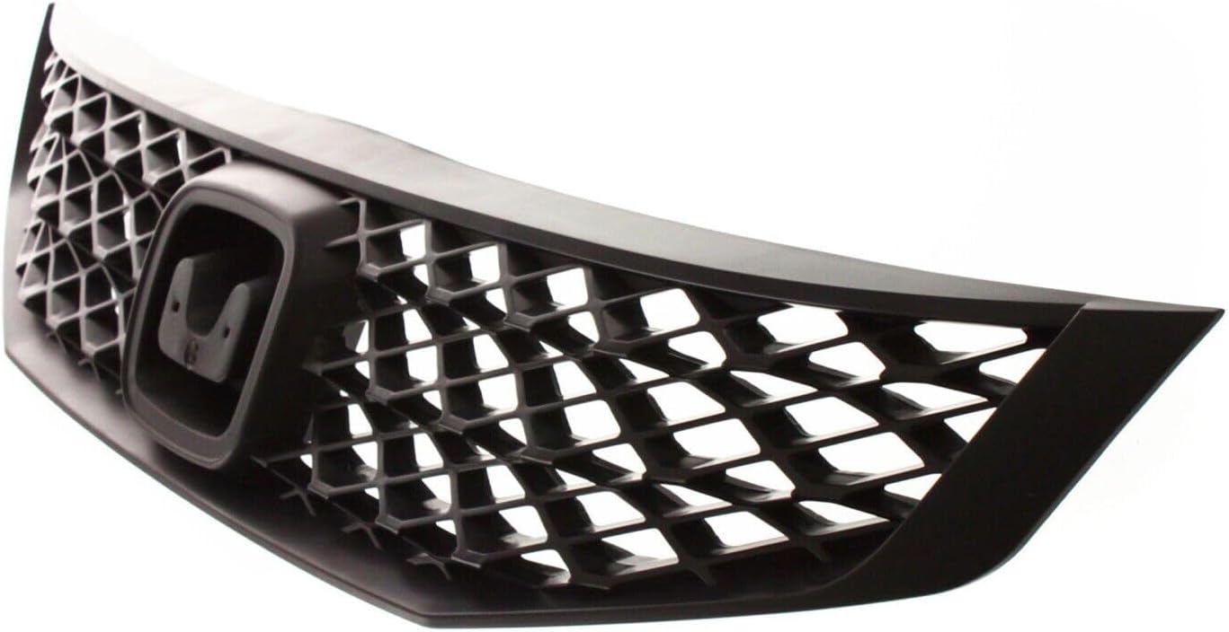 Front Bumper Cover Primed + Upper Grille Textured Shell & Insert Direct Replacement Compatible With 2009-2011 Honda Civic HO1000262 HO1200199 04711SVAA80ZZ 71121SVAA50
