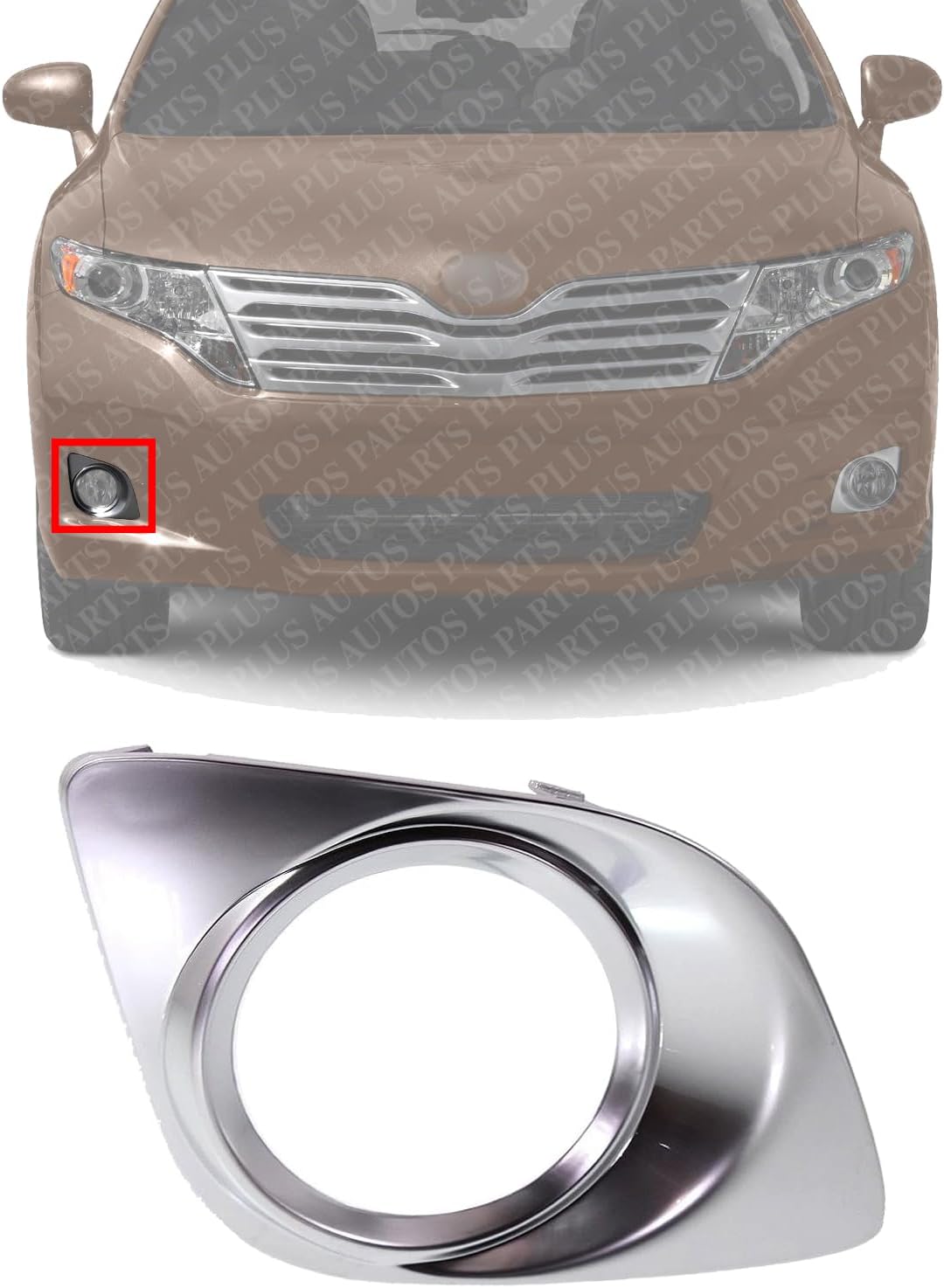Front Fog Light Molding Chrome Right Passenger Side Direct Replacement Compatible With 2009-2012 Toyota Venza TO1039133 521270T010