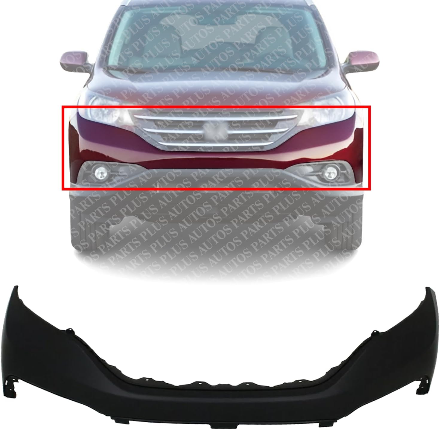 AUTOS PARTS PLUS Front Bumper Upper Cover Primed Direct Replacement Compatible With 2012-2014 Honda CR-V HO1014100 04711T0AA90ZZ
