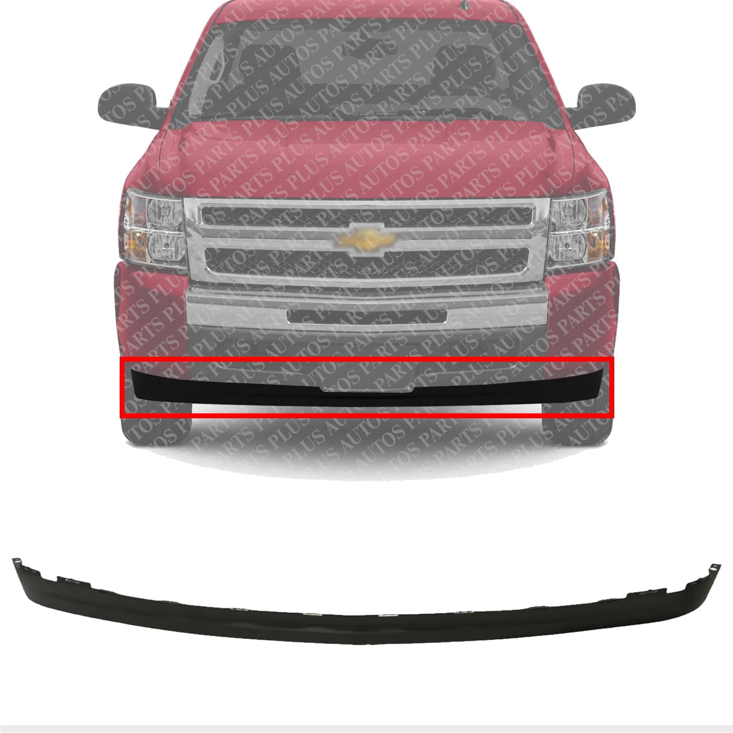 AUTOS PARTS PLUS Front Bumper Lower Valance Air Deflector Extension Textured Direct Replacement Compatible with 2007-2013 Chevrolet Silverado 1500 GM1092191 25821880