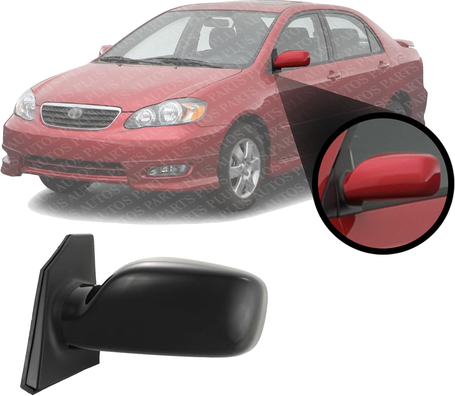 Front Power Mirror Non-Folding Non-Heated Primed Plastic Left Driver Side Direct Replacement Compatible With 2003-2008 Toyota Corolla TO1320179 TO1320178 8794002915 8794002380
