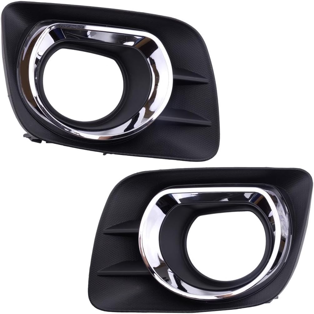 Front Bumper Cover Primed Plastic + Upper & Lower Grille + Headlight + Fog Light + Trim Left Driver & Right Passenger Side Replacement Compatible With 2009-2010 Pontiac Vibe