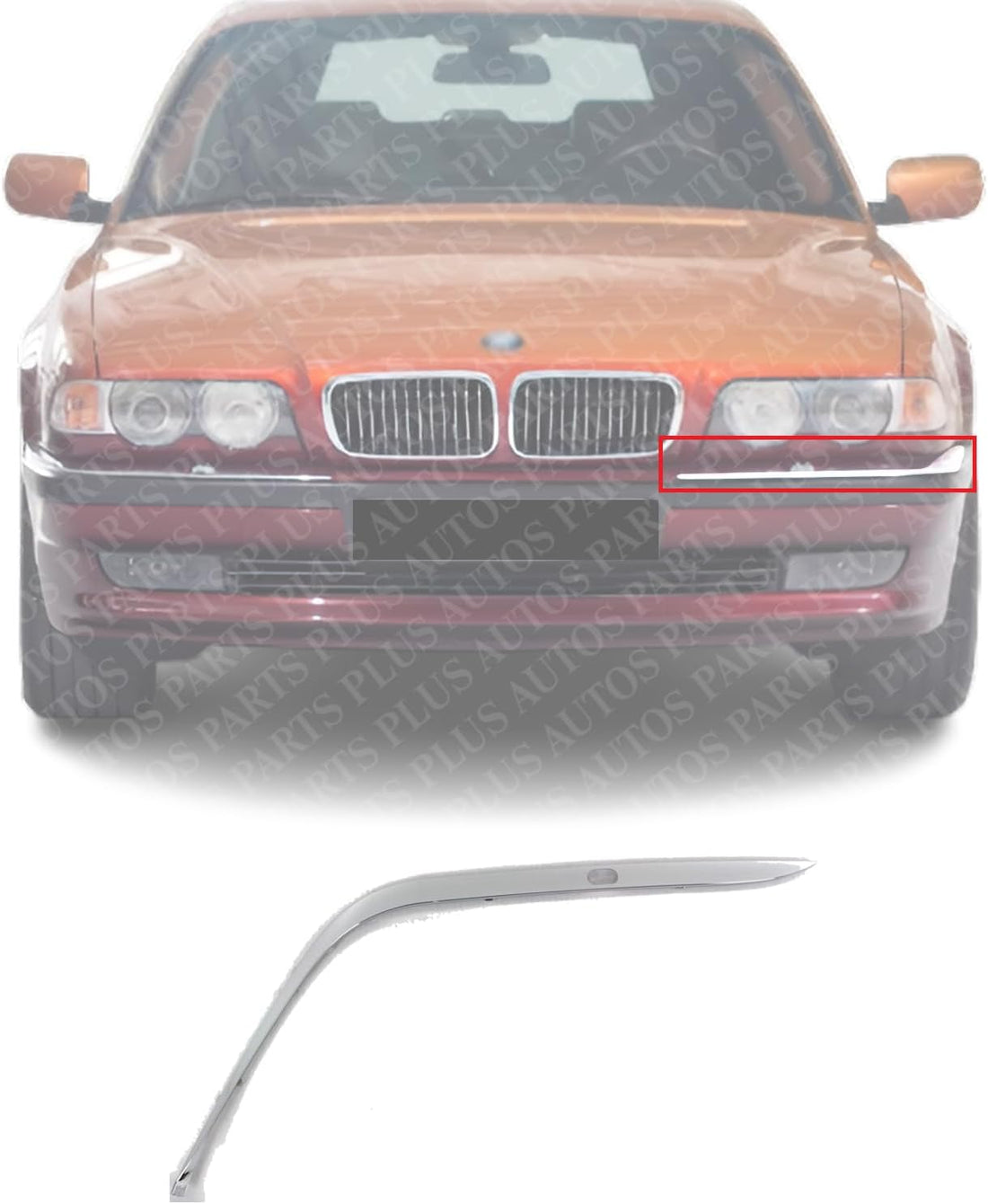 Front Bumper Outer Cover Molding Chrome Left Driver Side Direct Replacement Compatible With 1995-2007 BMW 7-Series BM1046104 51118168105