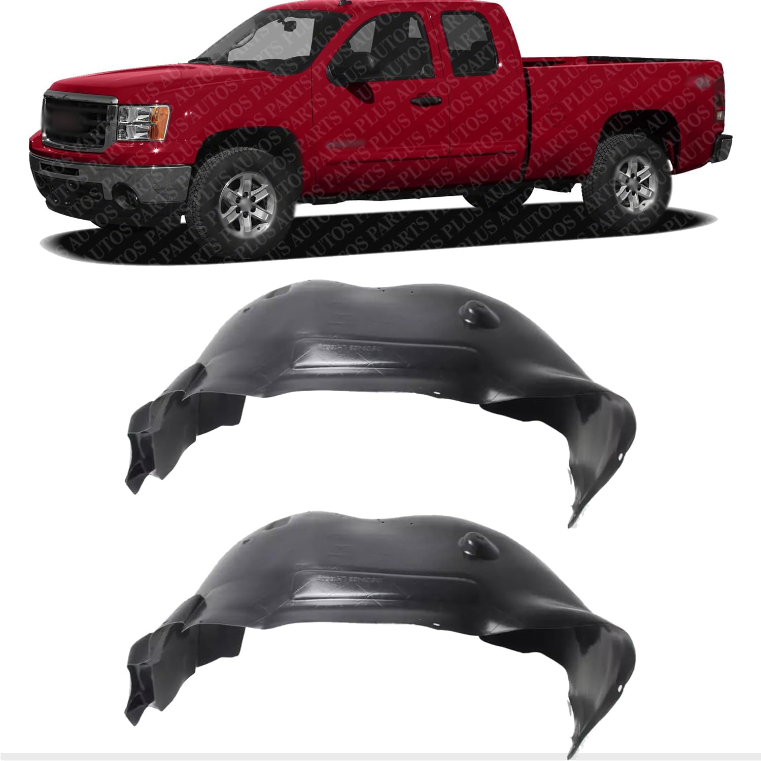 Front Fender Liner Left Driver & Right Passenger Side Direct Replacement Compatible With GMC Sierra 1500 2007-2013 GM1249189 GM1248189 25828534 20953679