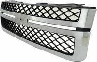 Front Bumper Impact Bar Chrome + Grille + Upper Cover + Lower Valance + Extension Textured Direct Replacement Compatible With 2011-2014 Chevrolet Silverado 2500HD 3500 GM1014106