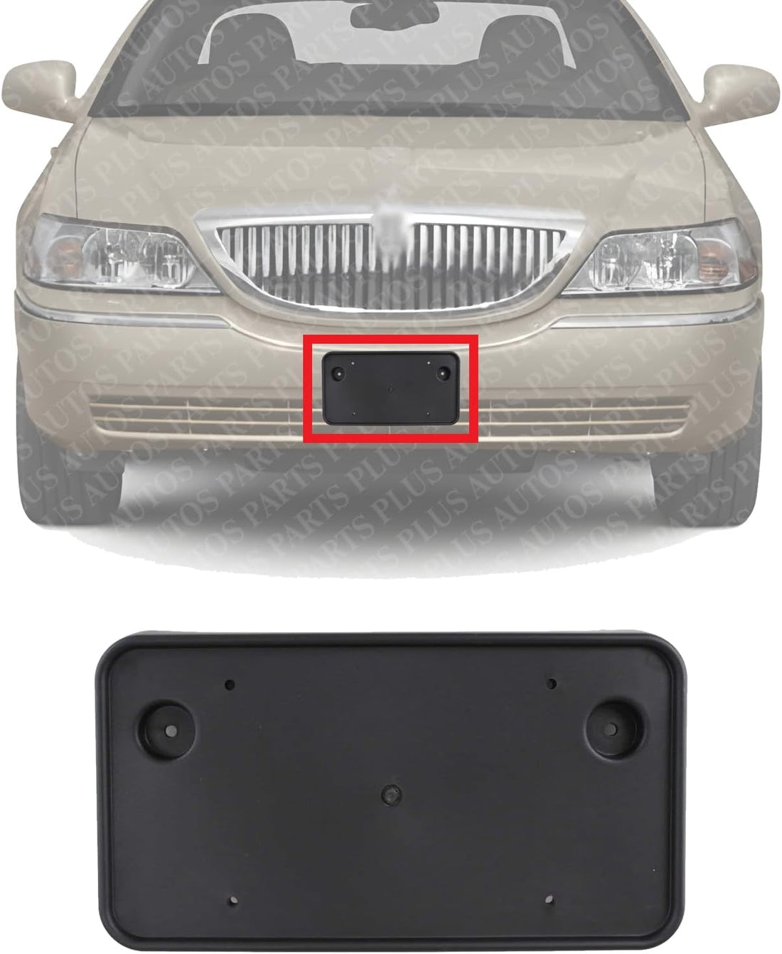 Front License Plate Bracket Plastic Direct Replacement Compatible with 2003-2011 Lincoln Town Car FO1068117 3W1Z17A385AAB