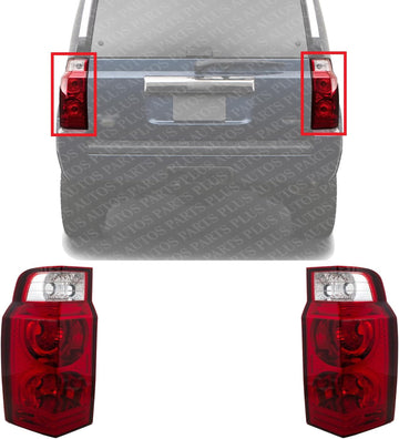 Set Of 2 Tail Light Lens and Housing Plastic Left Driver & Right Passenger Side Direct Replacement Compatible With 2006-2010 Jeep Commander CH2819108 CH2818107 55396458AH 55396459AH