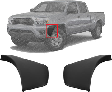 Set Of 2 Front Bumper End Cap Textured Plastic Left Driver & Right Passenger Side Direct Replacement Compatible With 2012-2015 Toyota Tacoma TO1004177 TO1005177 5211204050 5211304050