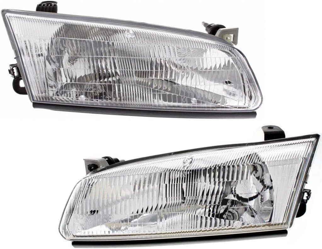 Set Of 2 Front Head Light Assembly Plastic Left Driver & Right Passenger Side Direct Replacement Compatible With 1997-1999 Toyota Camry TO2502117 TO2503117 81150AA010 81110AA010