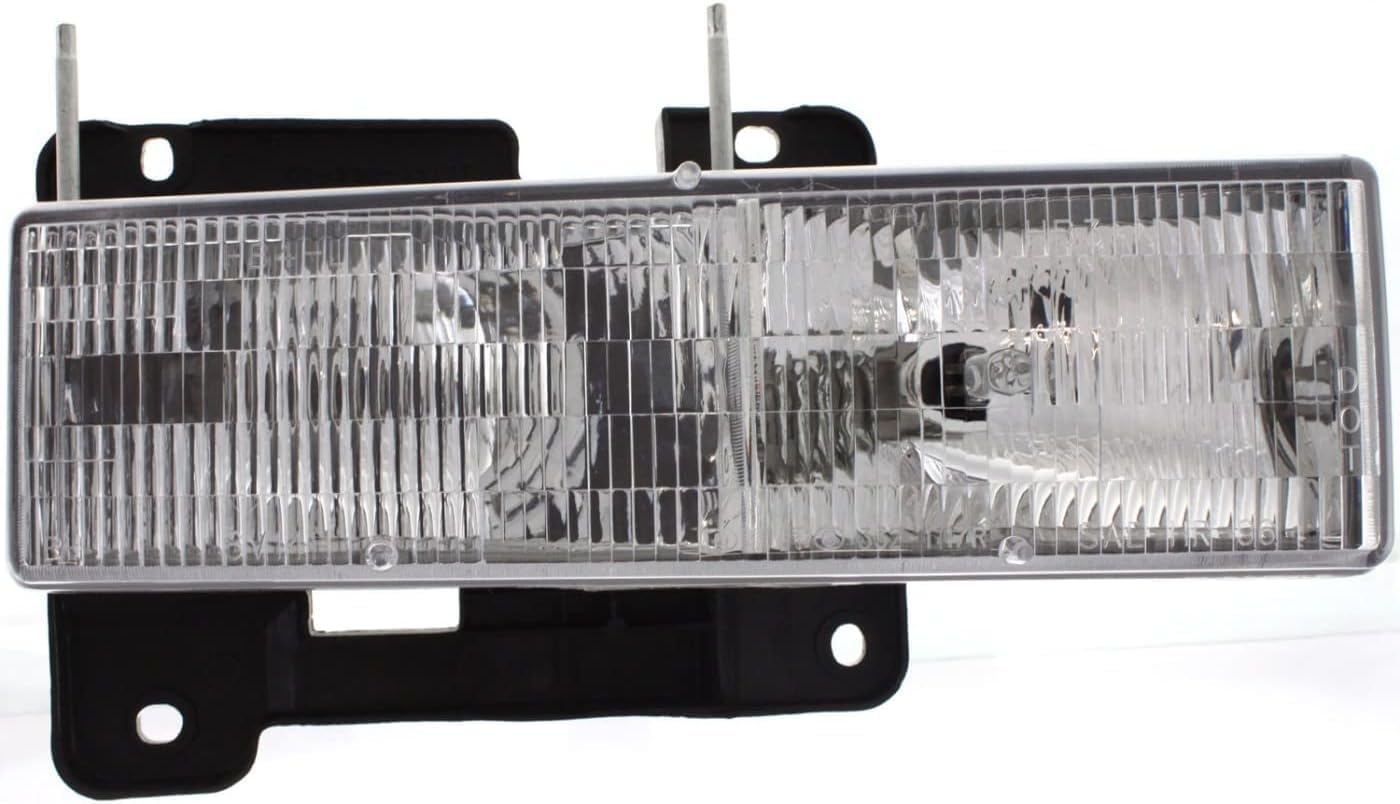 Front Grill Chrome Shell And Insert + Headlights + Signal Lamps Left Driver & Right Passenger Side Direct Replacement Compatible With 1994-2000 Chevrolet C/K Series GM1200238