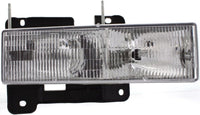 Front Grill Chrome Shell And Insert + Headlights + Signal Lamps Left Driver & Right Passenger Side Direct Replacement Compatible With 1994-2000 Chevrolet C/K Series GM1200238