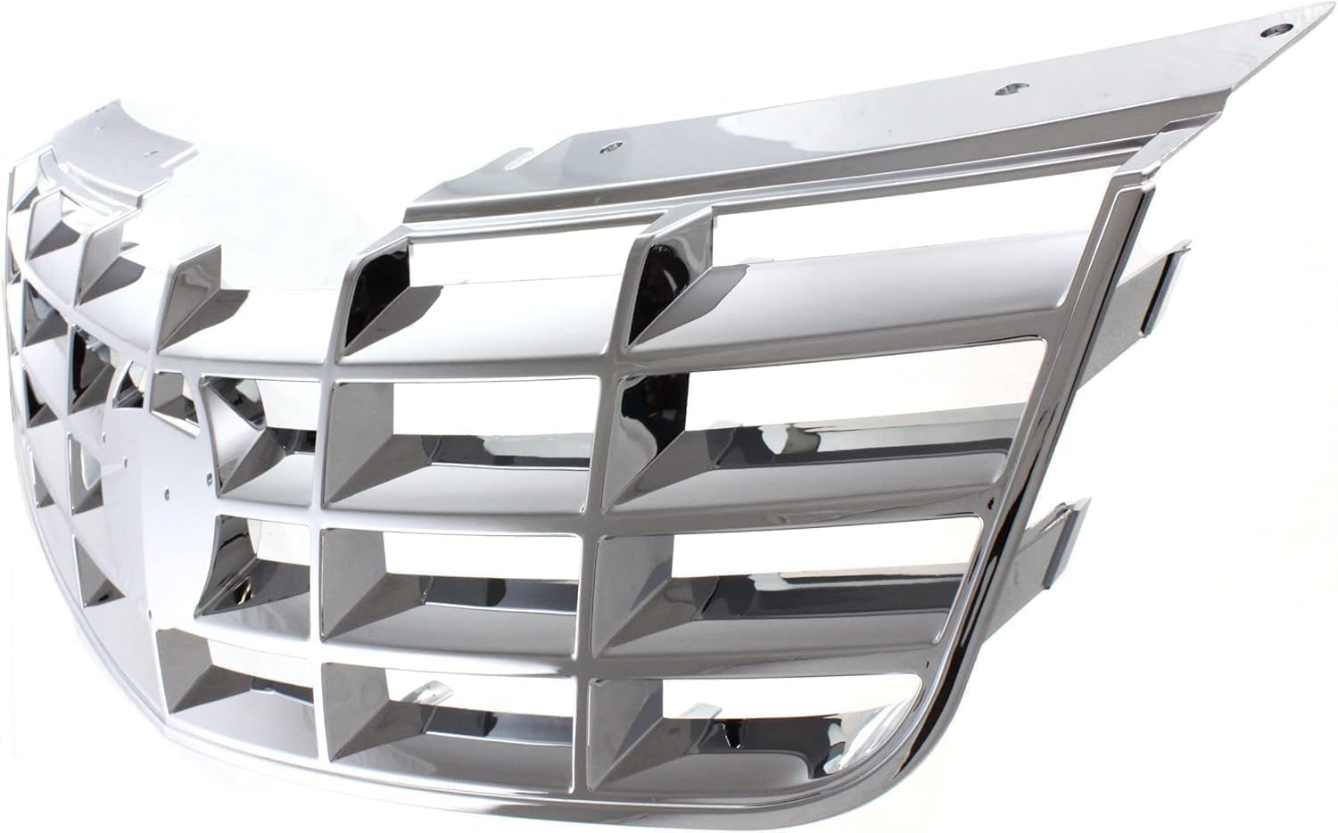 Front Bumper Cover Primed Plastic + Grille Chrome Shell and Insert + Chrome Molding + Fog Light Left & Right Side Direct Replacement Compatible With 2006-2011 Cadillac DTS