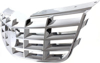 Front Bumper Cover Primed Plastic + Grille Chrome Shell and Insert + Chrome Molding + Fog Light Left & Right Side Direct Replacement Compatible With 2006-2011 Cadillac DTS