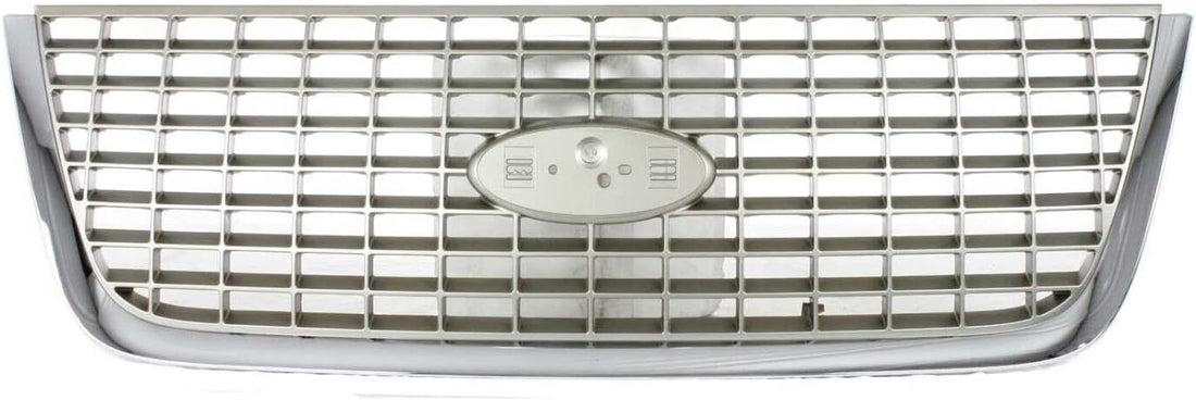 Front Grille Chrome Shell with Painted Silver Insert Direct Replacement Compatible With 2003-2006 Ford Expedition FO1200400 2L1Z8200BAA