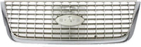 Front Grille Chrome Shell with Painted Silver Insert Direct Replacement Compatible With 2003-2006 Ford Expedition FO1200400 2L1Z8200BAA