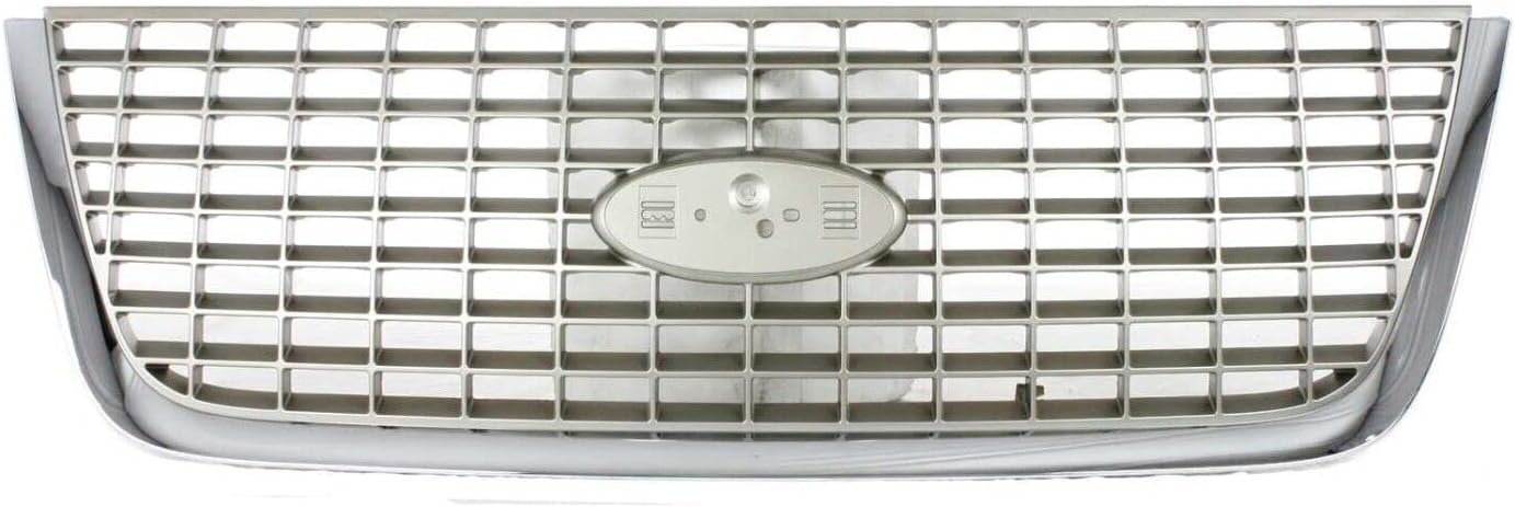 Front Grille Chrome Shell with Painted Silver Insert Direct Replacement Compatible With 2003-2006 Ford Expedition FO1200400 2L1Z8200BAA