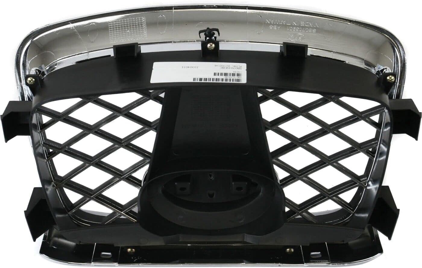 Front Center Grille Chrome Shell With Paintable Insert Plastic Direct Replacement Compatible With Subaru Impreza 2006-2007 91121FE201 SU1200146