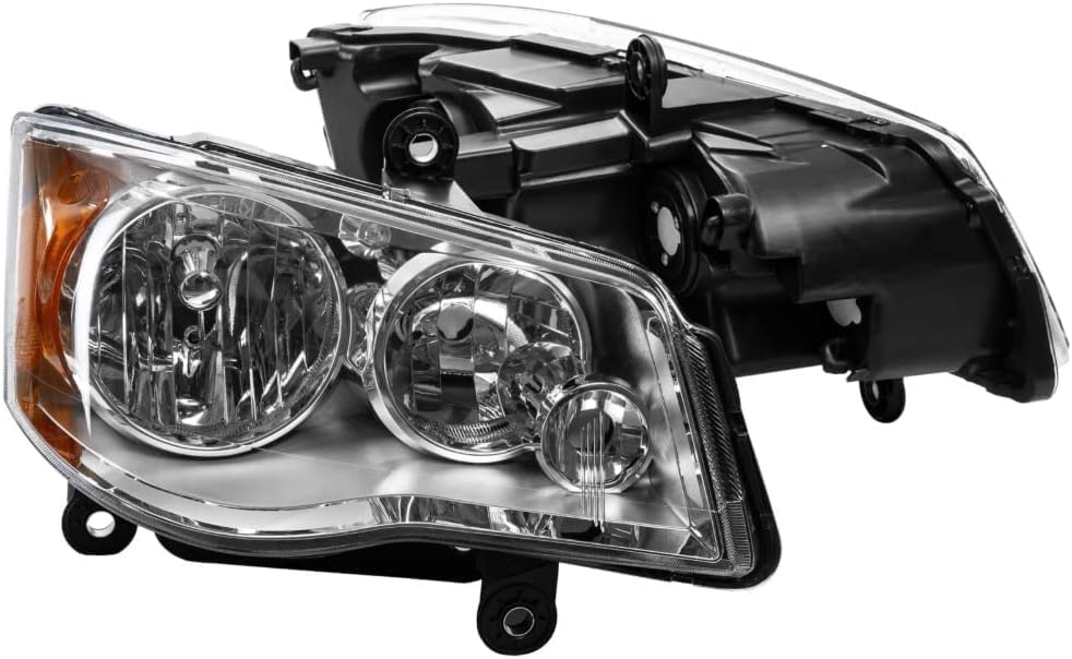 Set OF 2 Front Head Light Left Driver & Right Passenger Side Direct Replacement Compatible With 2011-2020 Grand Caravan / 2008-2016 Chrysler Town & Country CH2502192 CH2503192
