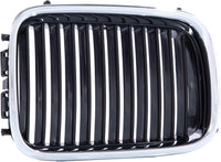 Front Grille Chrome Shell With Black Insert Right Passenger Side Direct Replacement Compatible With 1992-1996 BMW 3-Series BM1200114 51138122238