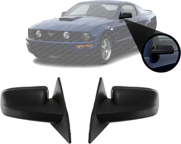 Set of 2 Front Power Mirrors Non-Folding & Heated Textured Left Driver & Right Passenger Side Direct Replacement Compatible With 2005-2009 Ford Mustang FO1320243 FO1321243 6R3Z17683AA