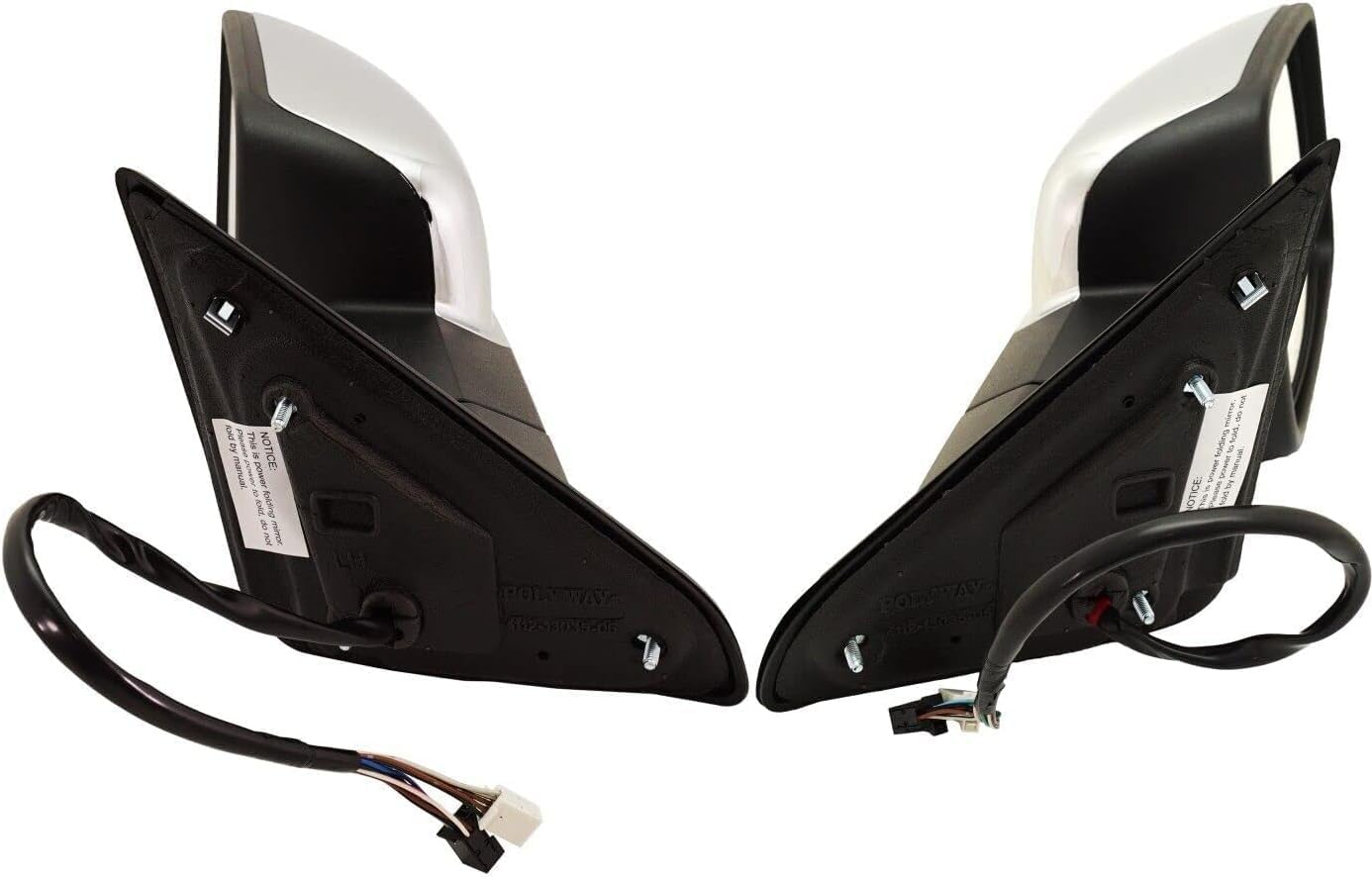 Front Power Mirror Non-Towing Power Folding Heated Chrome Plastic Left Driver & Right Passenger Side Direct Replacement Compatible With 2013-2018 Ram 1500/2500 Pickup 68096198AF-PFM