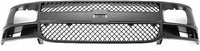 Front Bumper Primed + Upper Cover Textured + Grille Plastic + Set Of 2 Bracket Left & Right Side Direct Replacement Compatible with Chevrolet Express/GMC Savana 2003-2017
