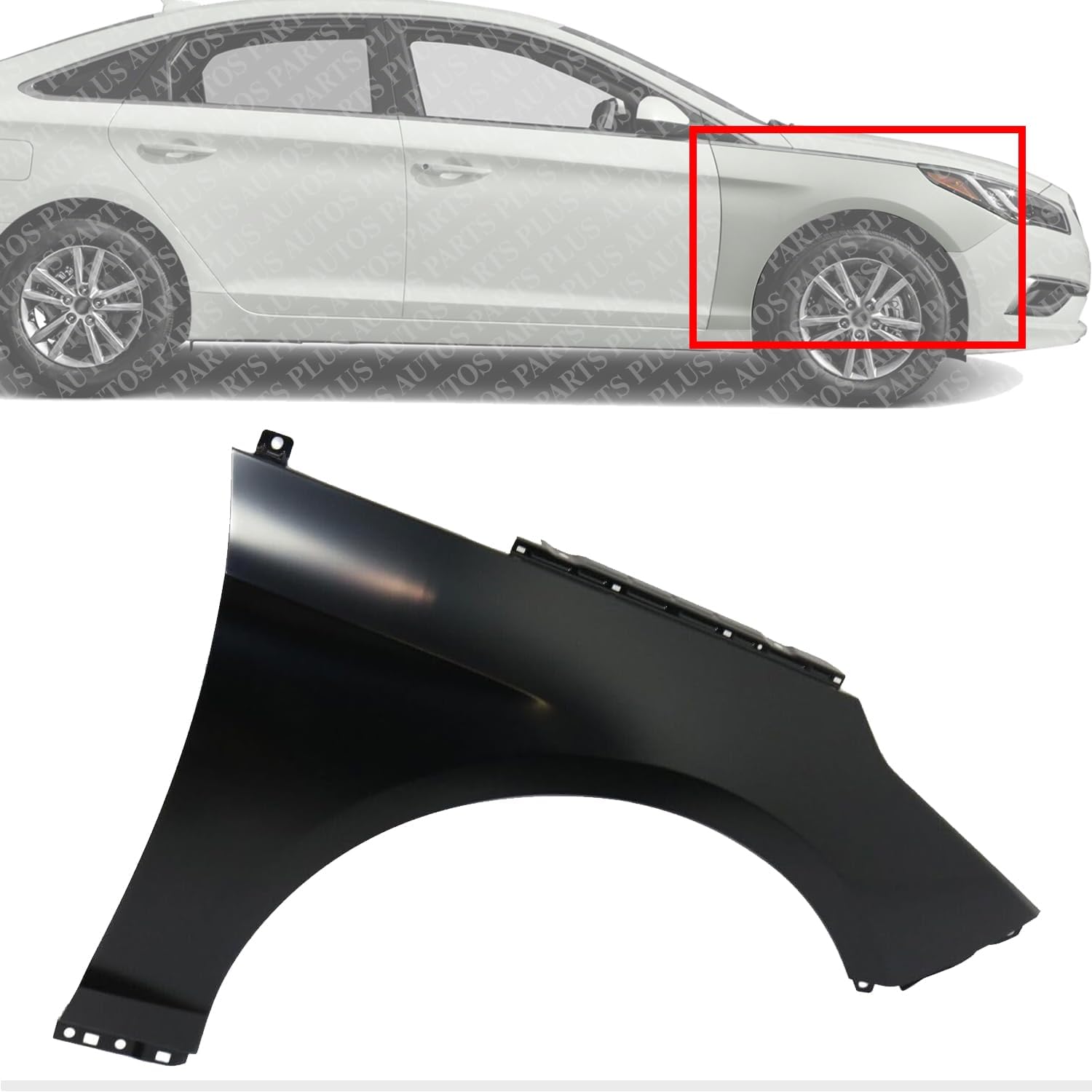 Front Fender Primed Steel Right Passenger Side Direct Replacement Compatible With 2015-2017 Hyundai Sonata HY1241161 66321C1000