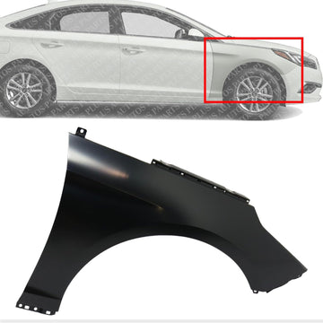 Front Fender Primed Steel Right Passenger Side Direct Replacement Compatible With 2015-2017 Hyundai Sonata HY1241161 66321C1000