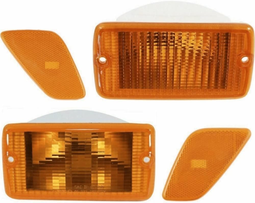 Front Turn Signal Light with Side Marker Lamp 4-Piece Kit Left Driver & Right Passenger Side Direct Replacement Compatible With 2001-2006 Jeep Wrangler CH2520141 CH2550120