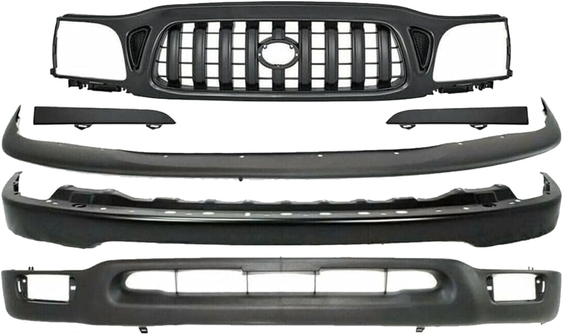 Front Bumper + Grille + Upper + Valance + Fillers + Headlight + Signal & Corner Lamp Left & Right Side Direct Replacement Compatible With 2001-2004 Toyota Tacoma 2WD TO1095131