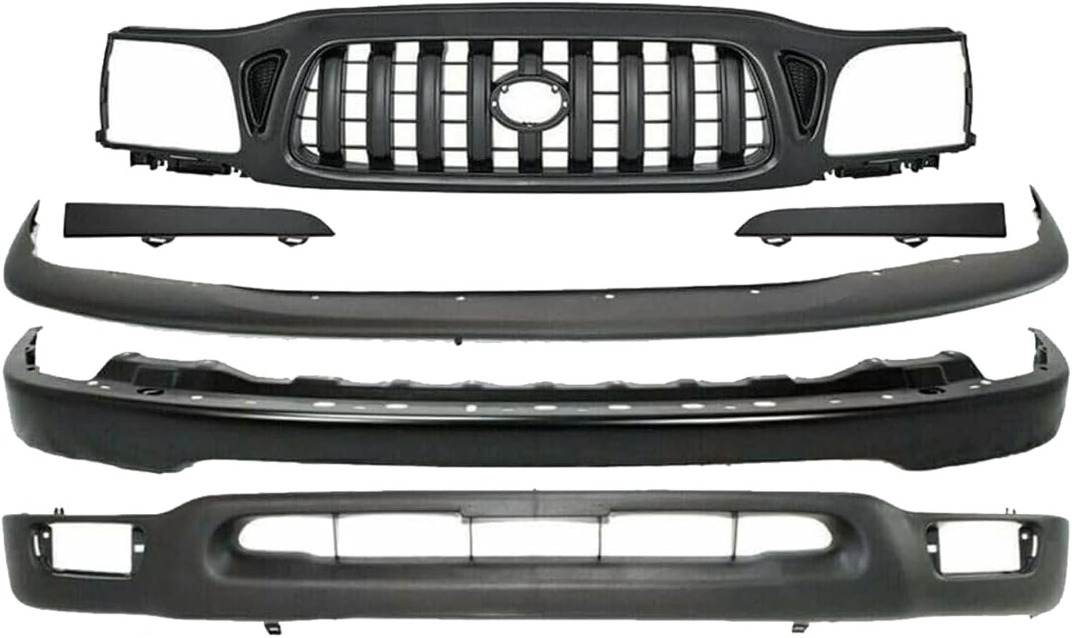 Front Bumper + Grille + Upper + Valance + Fillers + Headlight + Signal & Corner Lamp Left & Right Side Direct Replacement Compatible With 2001-2004 Toyota Tacoma 2WD TO1095131