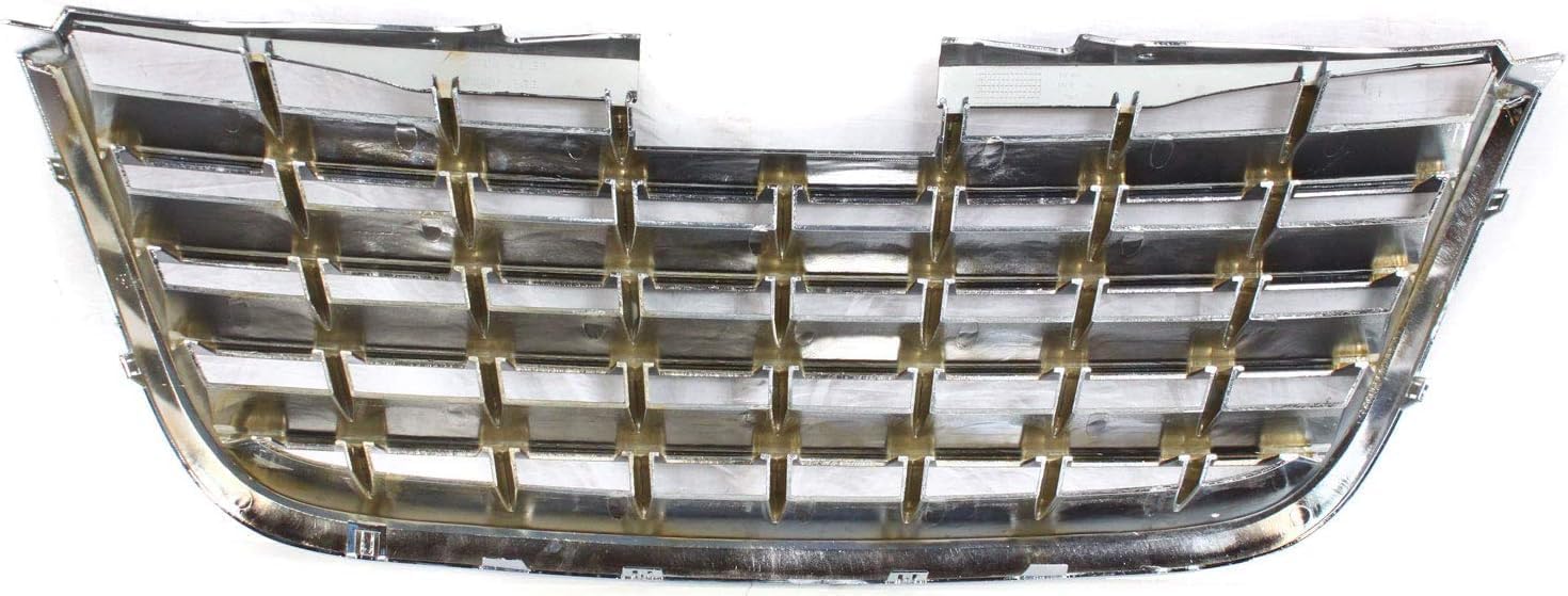 Front Grille Chrome Shell With Painted Dark Gray Insert Plastic Direct Replacement Compatible With 2008-2010 Chrysler Town & Country CH1200309 5113228AA
