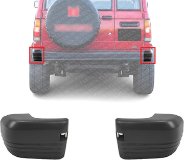 Set Of 2 Rear Bumper End Cap Left Driver & Right Passenger Side Direct Replacement Compatible With 1986-1988 Isuzu Trooper IZ1105107 IZ1104112 8943555520 8943555530