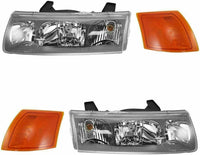 Front Head Lights + Side Marker Lamps Left Driver & Right Passenger Side Direct Replacement Compatible With 2000-2004 Saturn Vue GM2502228 GM2503228 GM2550188 GM2551188 22702945