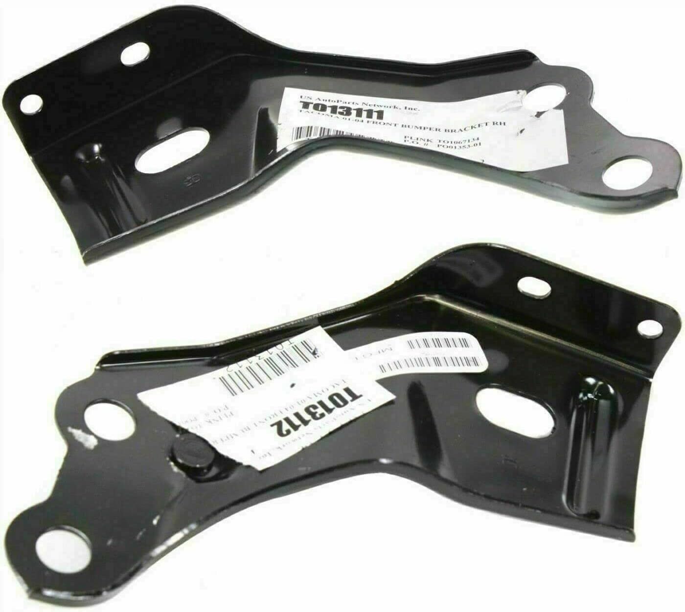 Front Bumper Primed Steel + Bracket Set Of 2 Right Passenger & Left Driver Side Direct Replacement Compatible With Toyota Tacoma 2001-2004 TO1002176 TO1066134 TO1067134 52101AD900