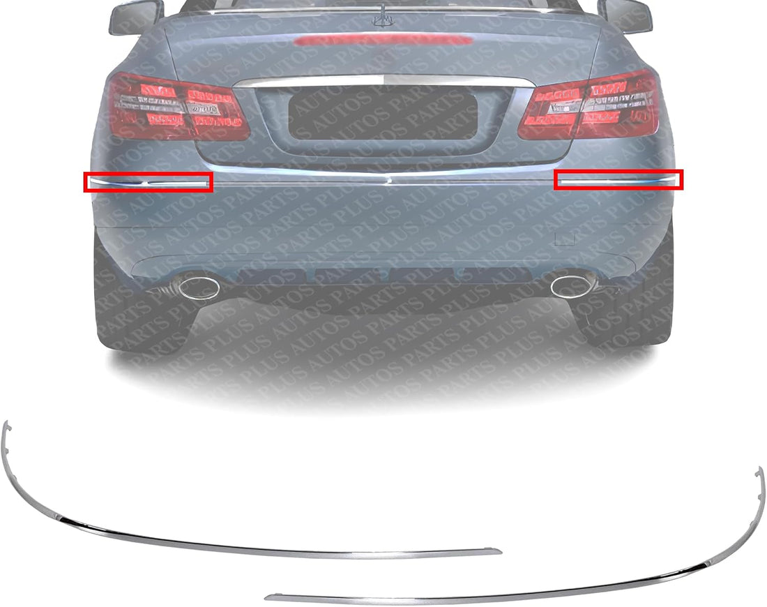 Set Of 2 Rear Bumper Trim Chrome Left Driver & Right Passenger Side Direct Replacement Compatible With 2010-2013 Mercedes Benz E-Class MB1159110 MB1158110 2128852121 2128852121