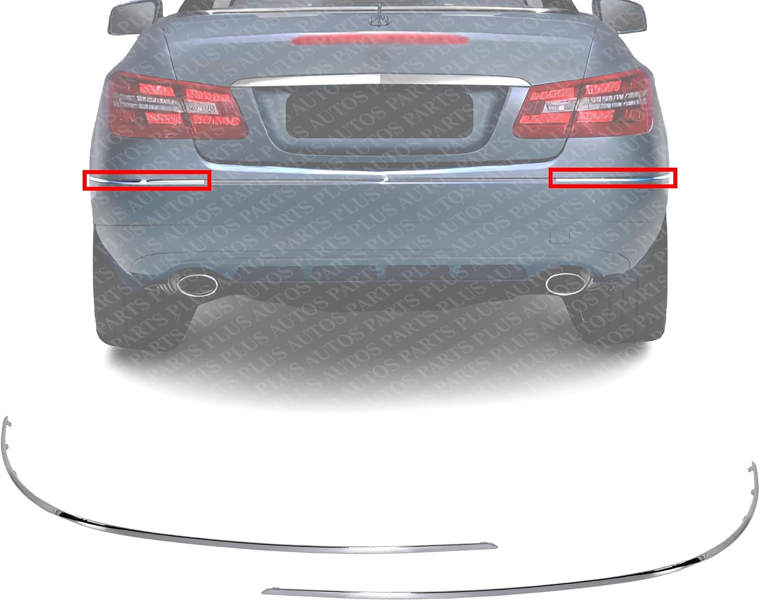 Set Of 2 Rear Bumper Trim Chrome Left Driver & Right Passenger Side Direct Replacement Compatible With 2010-2013 Mercedes Benz E-Class MB1159110 MB1158110 2128852121 2128852121