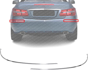 Set Of 2 Rear Bumper Trim Chrome Left Driver & Right Passenger Side Direct Replacement Compatible With 2010-2013 Mercedes Benz E-Class MB1159110 MB1158110 2128852121 2128852121