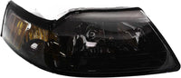 Set Of 2 Front Headlight Lens And Housing With Black Interior Left Driver & Right Passenger Side Direct Replacement Compatible With 1999-2004 Ford Mustang FO2502177 FO2503177