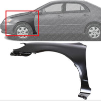 Front Fender Primed Steel Left Driver Side Without Molding Holes Direct Replacement Compatible With 2003-2008 Toyota Corolla TO1240183 5380202060