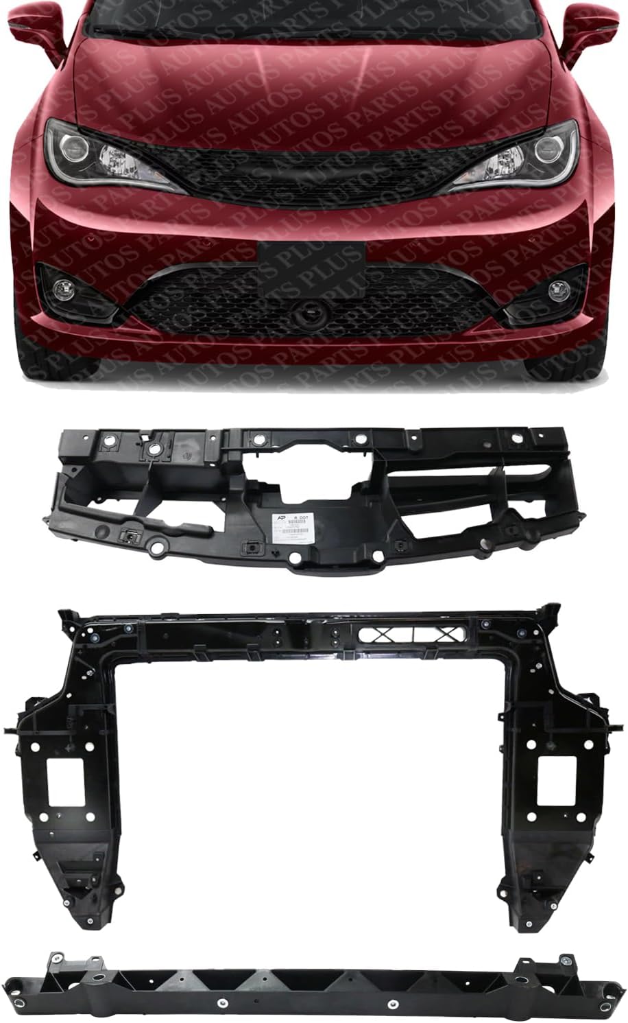Front Radiator Support Upper & Lower Crossmember Direct Replacement Compatible With 2017-2022 Chrysler Pacifica / 2020-2022 Voyager CH1225289 CH1225288 CH1225287 68292237AA