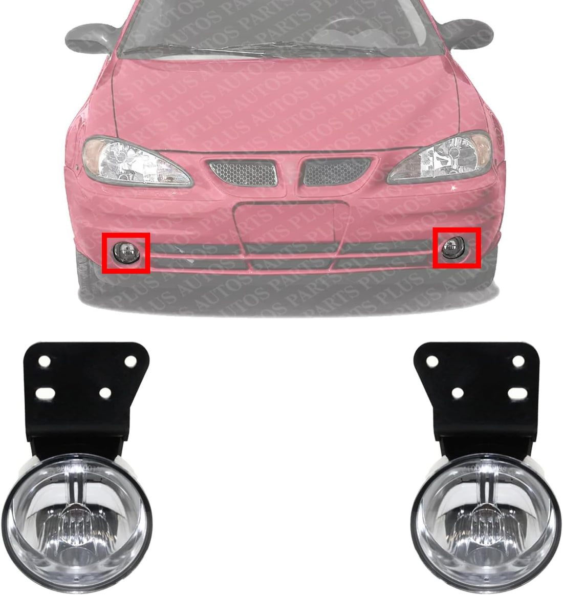 Set Of 2 Front Fog Light Assembly Left Driver & Right Passenger Side Direct Replacement Compatible With 1999-2005 Grand Am GM2593111 GM2592111 22613881 22613882
