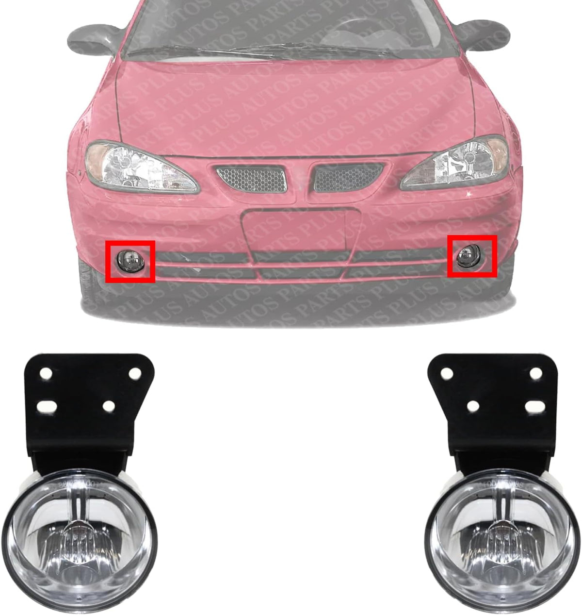 Set Of 2 Front Fog Light Assembly Left Driver & Right Passenger Side Direct Replacement Compatible With 1999-2005 Grand Am GM2593111 GM2592111 22613881 22613882