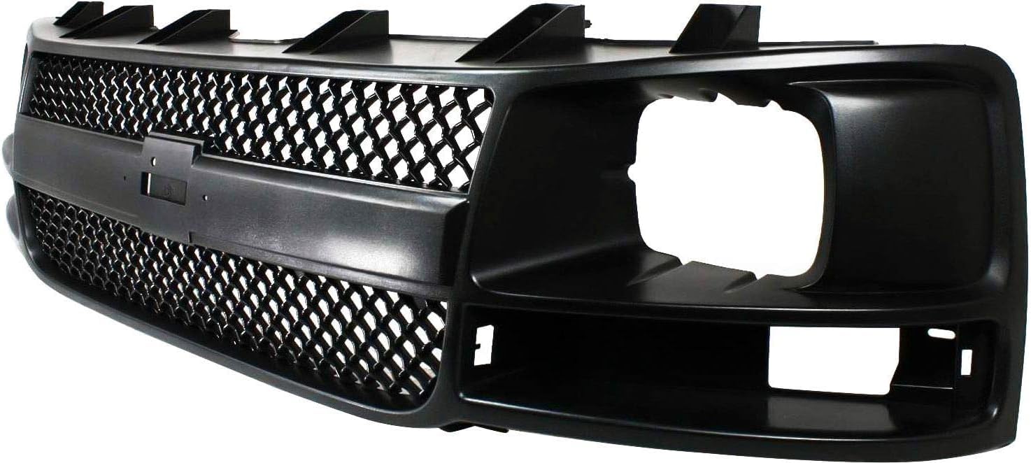 Front Bumper Face Bar Chrome + Grille + Upper Cover + Lower Valance Textured Direct Replacement Compatible With 2003-2014 Chevrolet Express/GMC Savana 1500/2003-2017 2500 3500