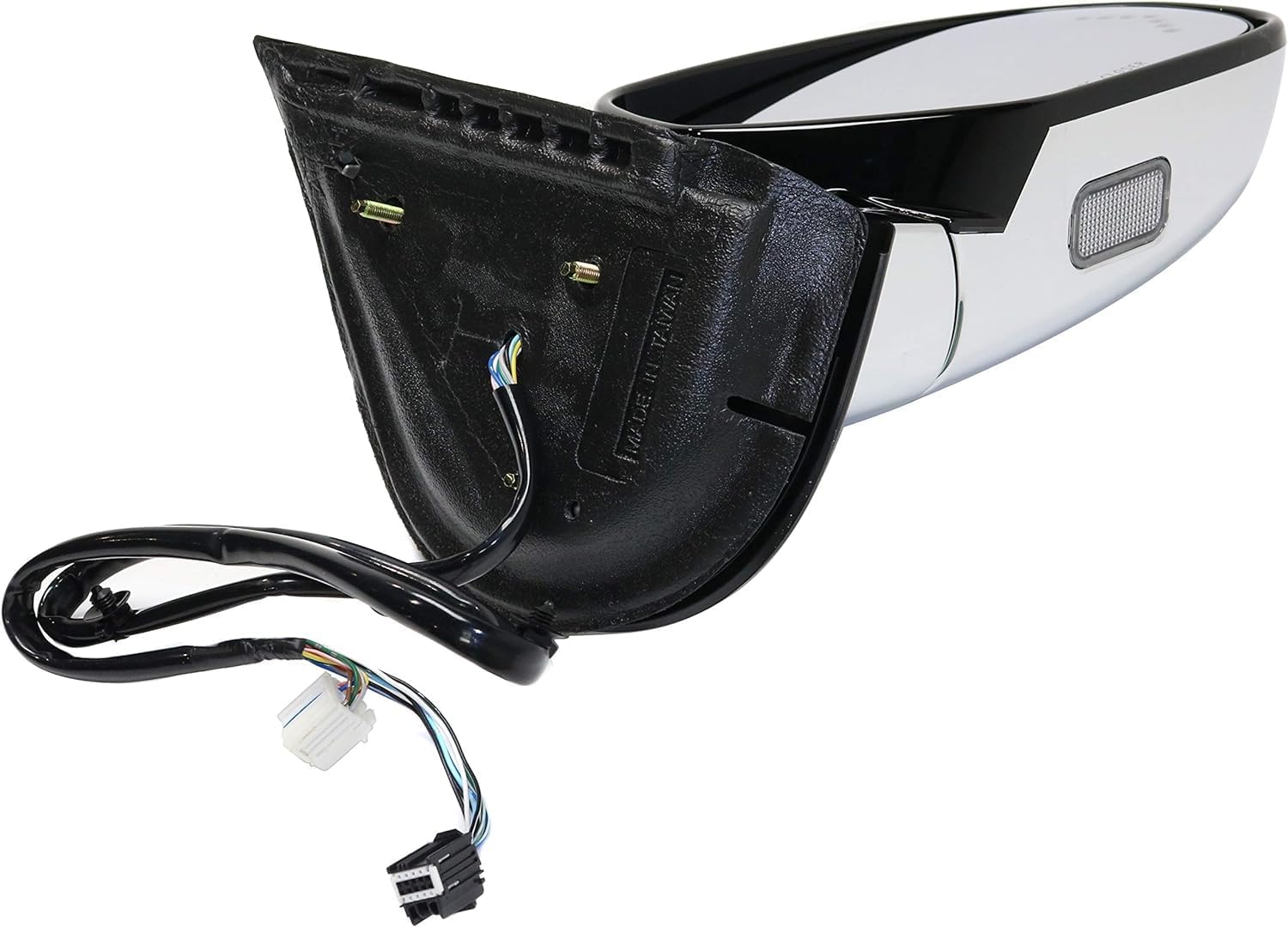 Front Power Mirror Non-Towing Heated Chrome Body With Primed Cap Right Passenger Side Direct Replacement Compatible With 2007-2014 Cadillac Escalade 25776162